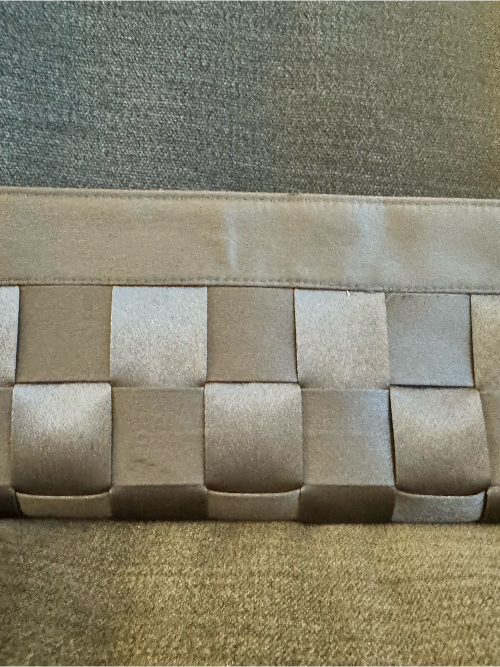 Bijoux Terner Taupe Satin Woven Clutch